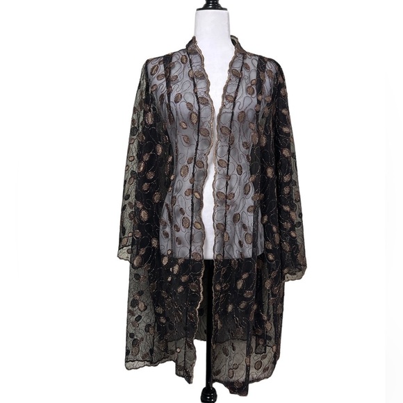 EMBROIDERED Mesh Dress Cardigan / Beach Cover Up - Picture 1 of 10